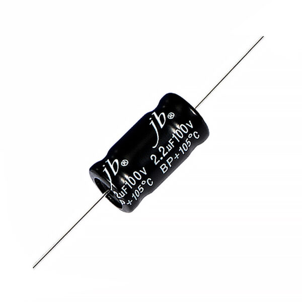 JAE – 1000H 105°C Bi-Polar Axial Aluminum Electrolytic Capacitors designed for audio systems, featuring a maximum dissipation factor (DF) of 10% at 1kHz. These capacitors provide reliable performance with a lifespan of 1000 hours at 105°C, making them suitable for high-fidelity audio applications. They operate effectively within a voltage range of 50V to 100V, ensuring optimal sound quality in loudspeakers and audio equipment.