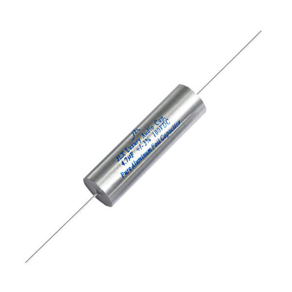JLX - Luxury Aluminum Foil and Film Metallized Polypropylene Capacitors – Axial designed for high-fidelity audio applications, featuring a lifespan of 2000 hours at 105°C. These capacitors offer precise capacitance values with tolerances of ±3% and are available in capacitance ranges from 1µF to 10µF. With very low dielectric absorption, dissipation factor, and equivalent series resistance (ESR), they ensure exceptional sound quality and reliability in audio circuits, making them ideal for premium audio equipment.