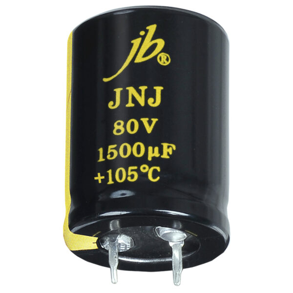 JNJ - 3000H at 105°C Miniaturized Long Life Snap-in Aluminum Electrolytic Capacitors designed for high-performance applications, featuring a lifespan of 3000 hours at 105°C, low impedance, and compact size. These capacitors support voltage ratings from 10V to 400V and capacitance values ranging from 1μF to 2200μF, making them ideal for efficient energy storage in power supply circuits and various electronic devices.