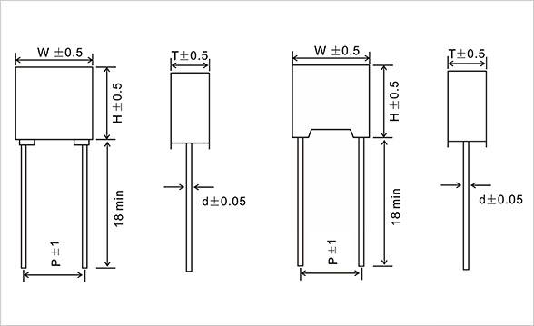 JFF-Mini-Box-Metallized-Polyester-Film-Capacitor Drawing