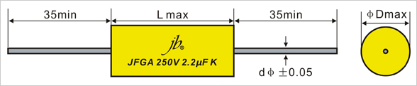 JFGA Axial Metallized Polyester Film Capacitor (CYCLOIDAL)