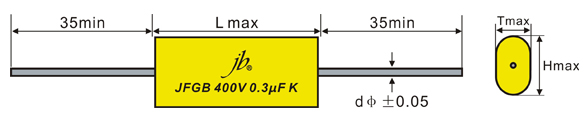 JFGB Axial Metallized Polyester Film Capacitor (FLAT OVAL SHAPE)