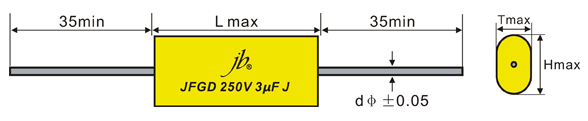 JFGD Axial Metallized Polypropylene Film Capacitor (FLAT OVAL SHAPE)