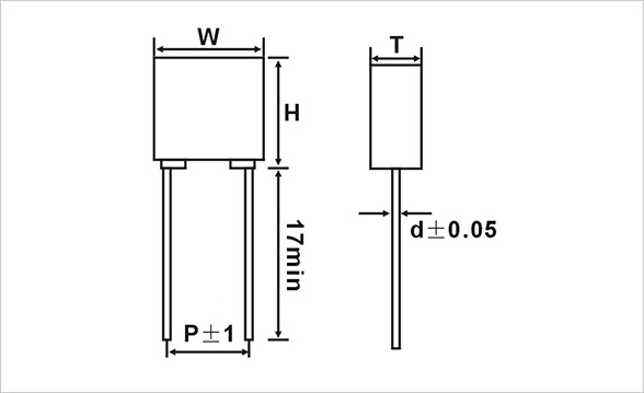 JFJ - Mini Box Stacked Metallized Polyester Film Capacitor Drawing