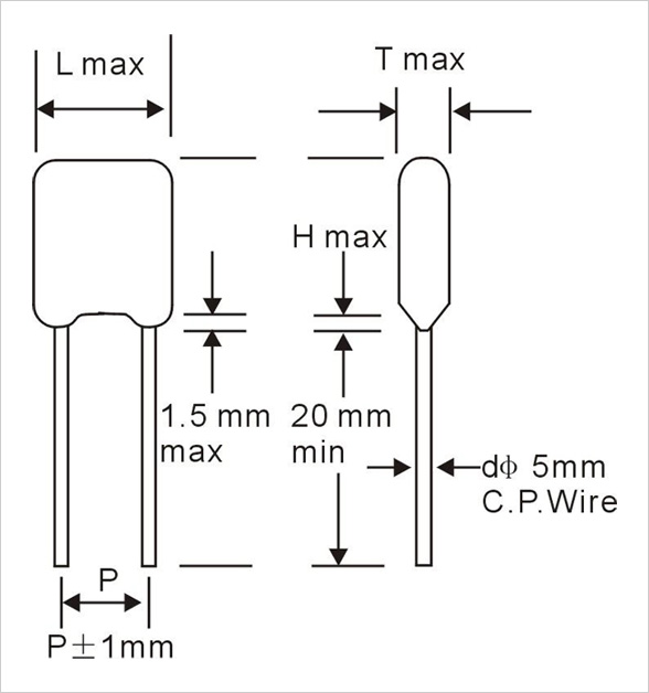 JFK - Polypropylene Film Capacitor Drawing