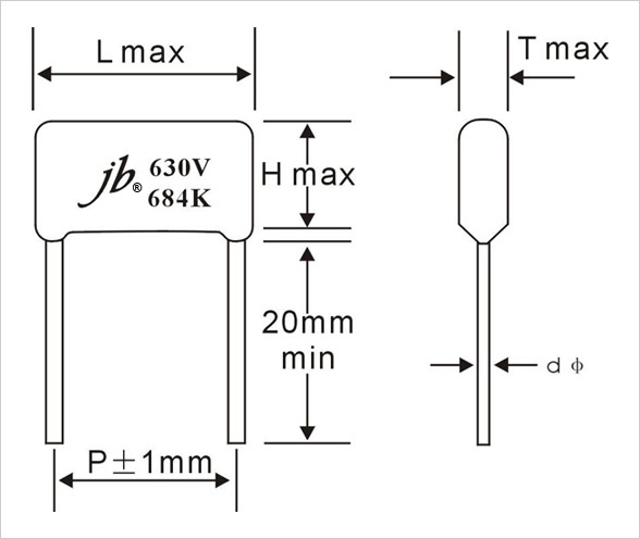 JFL - Metallized Polypropylene Film Capacitor Drawing