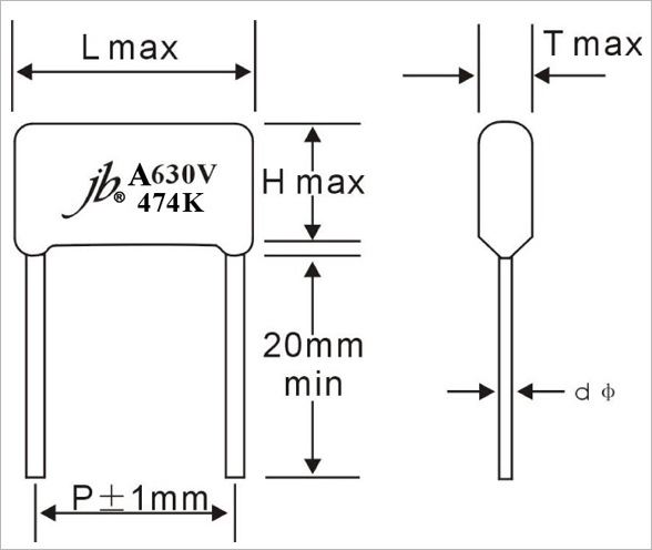 JFLA Dipped Metallized Polypropylene Film Capacitor For Capacitive Divider Drawing