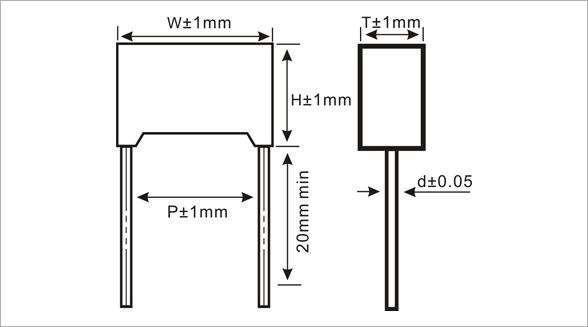 JFQD - Double Sided Box Type Met Polypropylene Film Capacitor Drawing