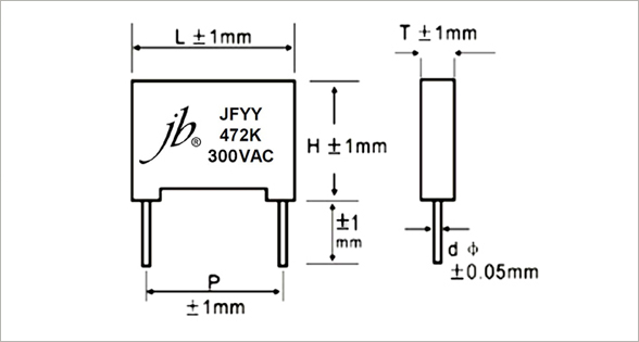 JFWT - X2 Met Polypropylene Film Capacitor - 85 Â°C / 85 % RH Temperature Humidity Bias Drawing