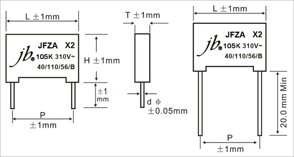 JFZA 310VAC X2 Metallized Polypropylene Film Capacitor For Capacitive