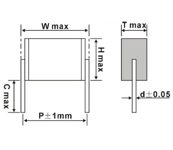 Capacitor Dimensions - JFI Series | Size Specifications & Technical Drawing