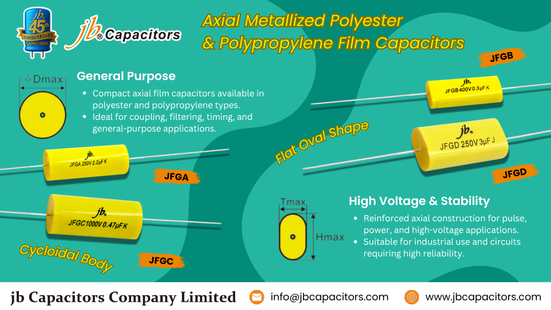 jb JFG Axial Film Capacitors – Cycloidal and Flat Oval Design for General Purpose and High Voltage Applications