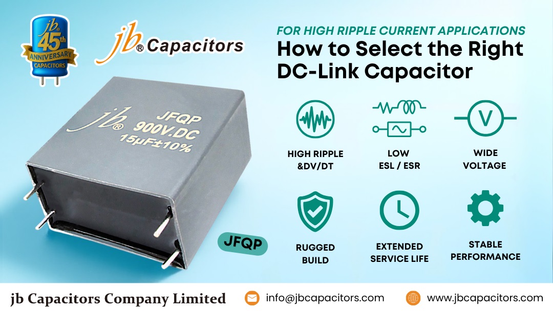 JFQP DC Link MKP Film Capacitor - high ripple current, low ESR/ESL, wide voltage range for industrial and renewable applications